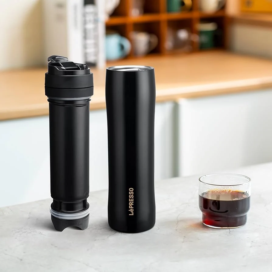 LePresso Stainless Steel Portable French Press - Black