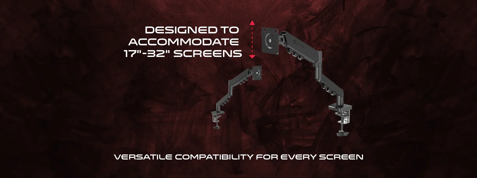 GAMEON GO-5500 Gas Mechanical Spring Single Monitor Arm For Gaming And Office Use, 17" - 32", Flat Monitor Up to 9 kg & Curve Monitor Up to 9 kg - Black