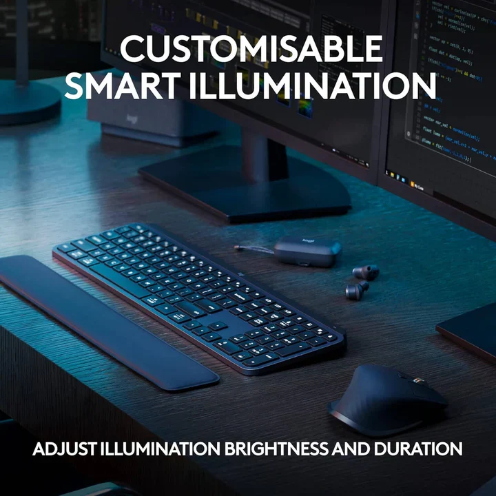 Logitech, Max Keys S Advanced Wireless Illuminated Keyboard - Graphite