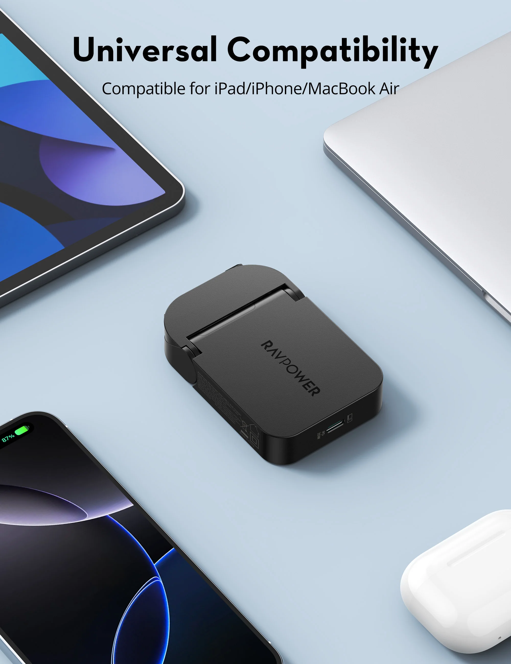 RAVPower RP-PC1082 PD Pioneer 35W USB-C Wall Charger - Black