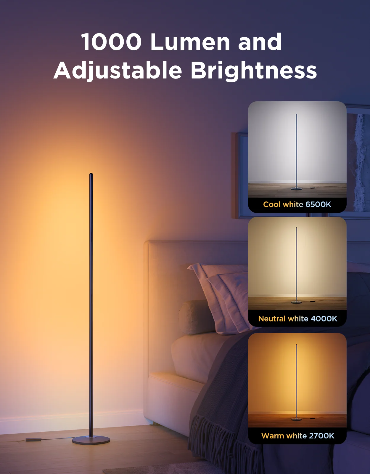 Govee RGBICW Smart Corner Floor Lamp (Matter) - H8076