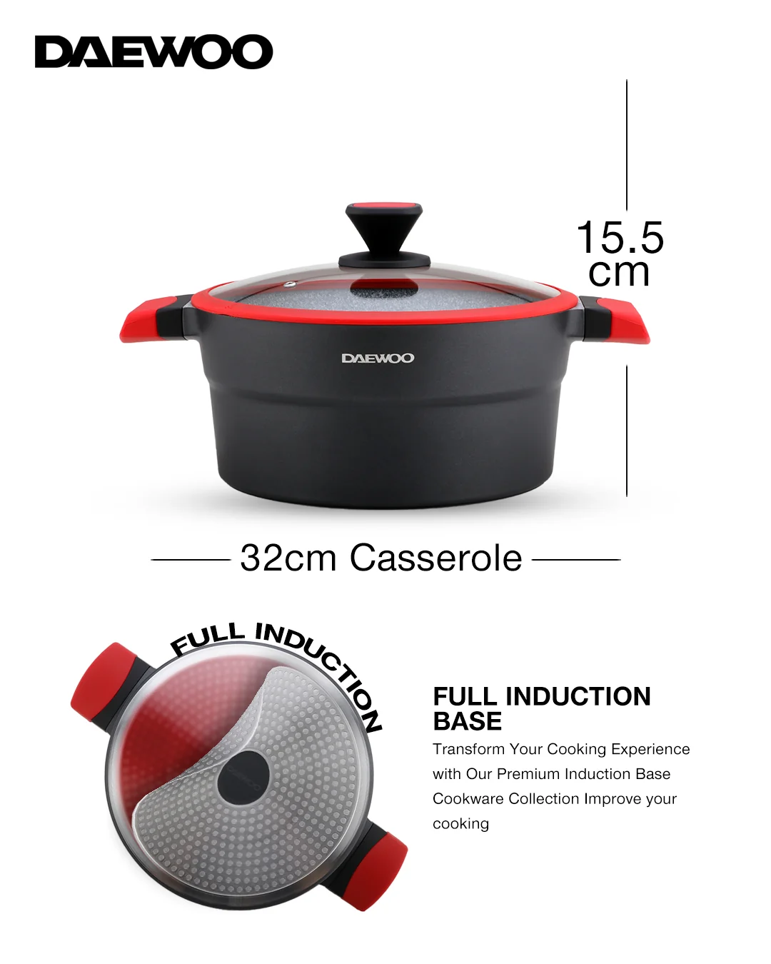 Daewoo 32 cm Pot X Series - Red/Black