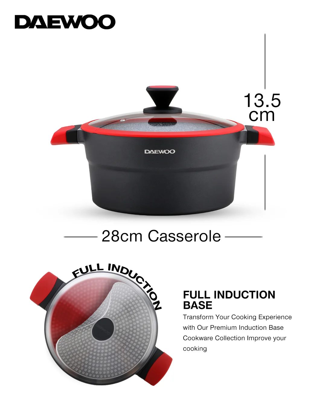 Daewoo 28 cm Pot X Series - Red/Black