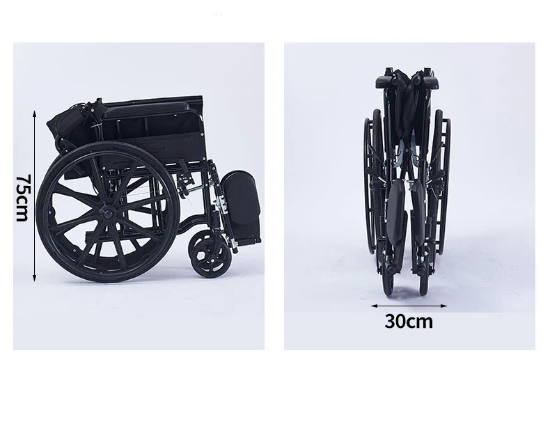 Premium Foldable Lightweight Wheelchair 15.5 Kg Carbon Steel Frame with Dual Braking System, Adjustable 90° Leg Rest, Compact Travel Portable Mobility Chair
