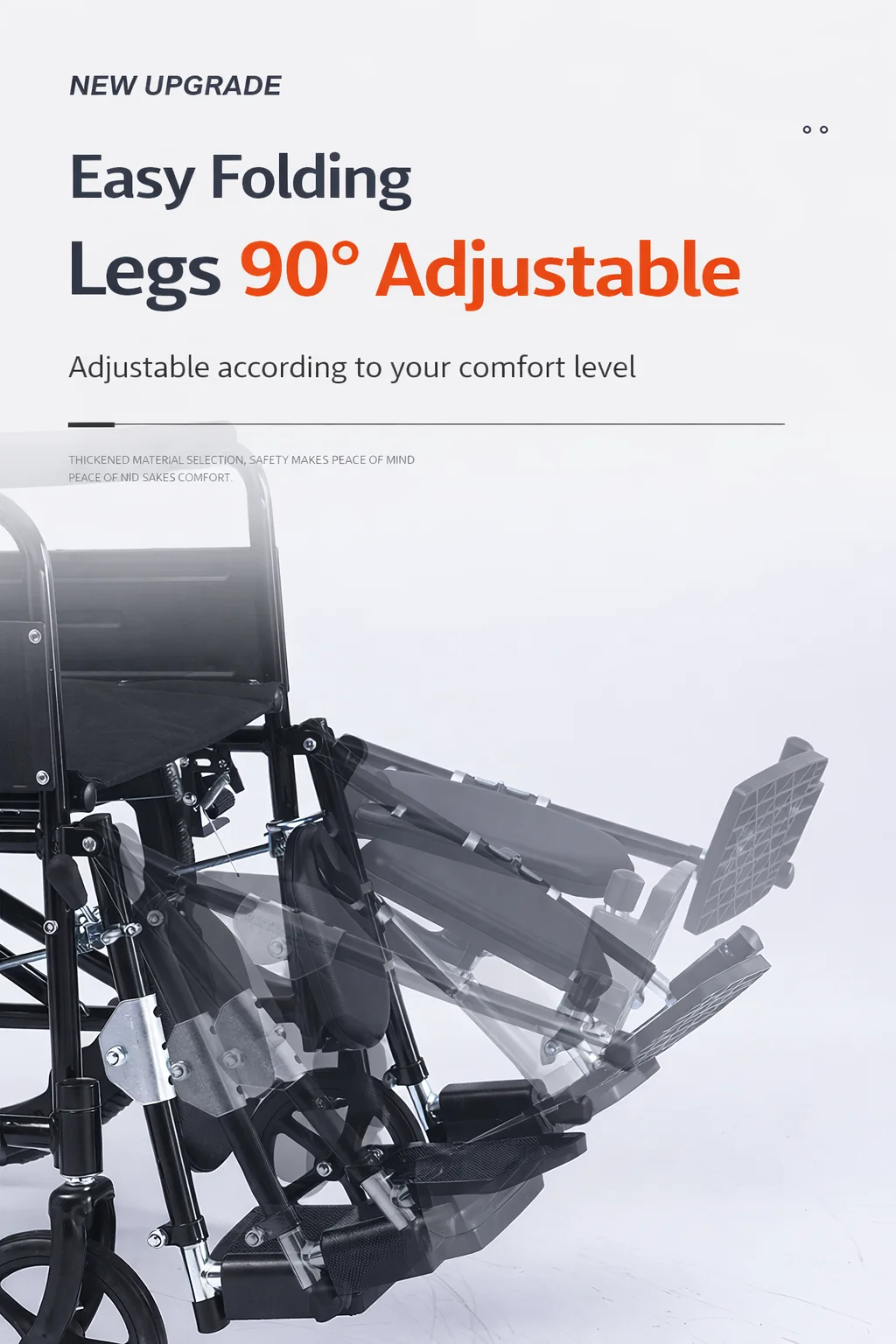 Premium Foldable Lightweight Wheelchair 15.5 Kg Carbon Steel Frame with Dual Braking System, Adjustable 90° Leg Rest, Compact Travel Portable Mobility Chair