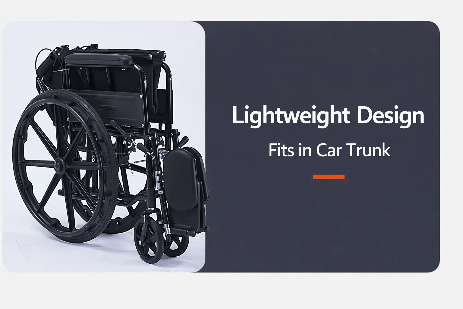 Premium Foldable Lightweight Wheelchair 15.5 Kg Carbon Steel Frame with Dual Braking System, Adjustable 90° Leg Rest, Compact Travel Portable Mobility Chair