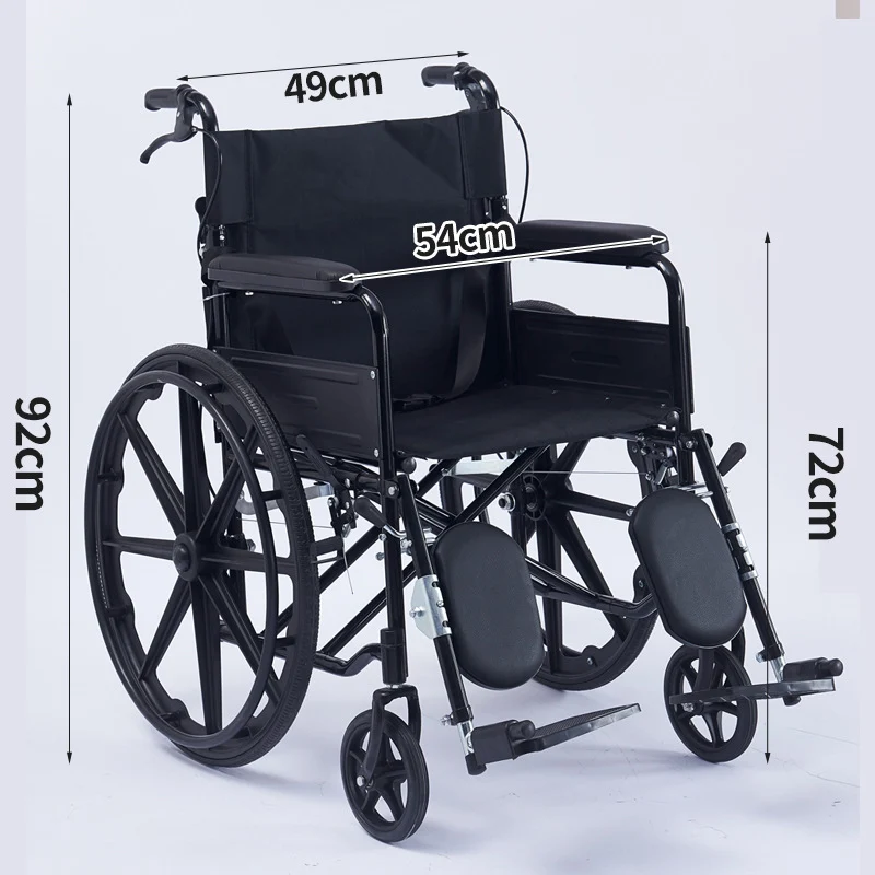 Premium Foldable Lightweight Wheelchair 15.5 Kg Carbon Steel Frame with Dual Braking System, Adjustable 90° Leg Rest, Compact Travel Portable Mobility Chair