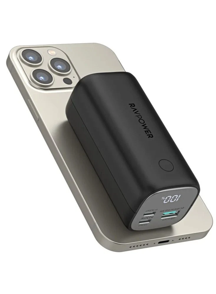14000 mAh RAV Power RP-PB208 Mini PD Pioneer PD30W 3-Port Power Bank Black