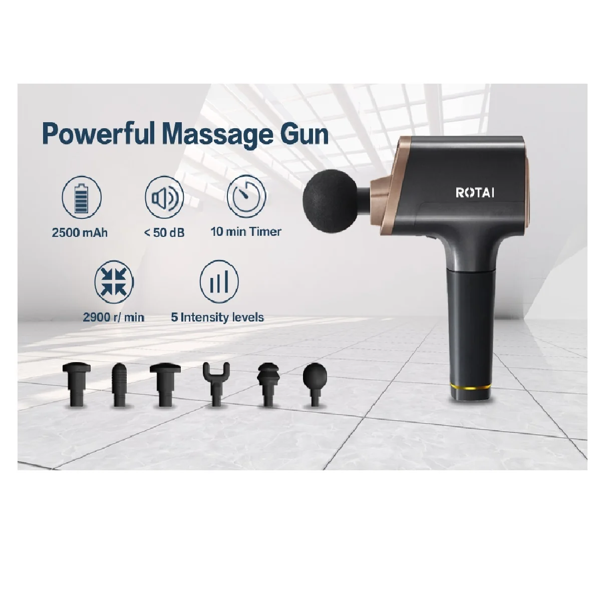 ROTAI/BigMassageGun/3Modes/6Attachment