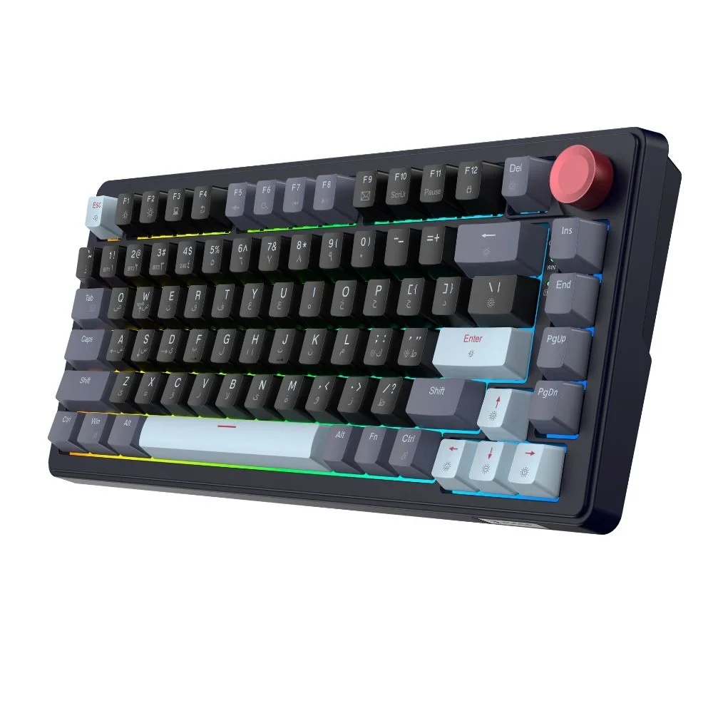 Sades Skyblade 82, 82 Key Compact 75% Layout with Immersive RGB & Multi-Function Knob Wireless Mechanical Gaming Keyboard - Black (English Layout)