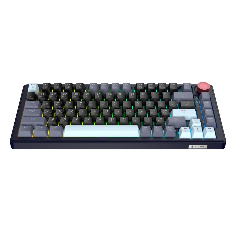 Sades Skyblade 82, 82 Key Compact 75% Layout with Immersive RGB & Multi-Function Knob Wireless Mechanical Gaming Keyboard - Black (English Layout)