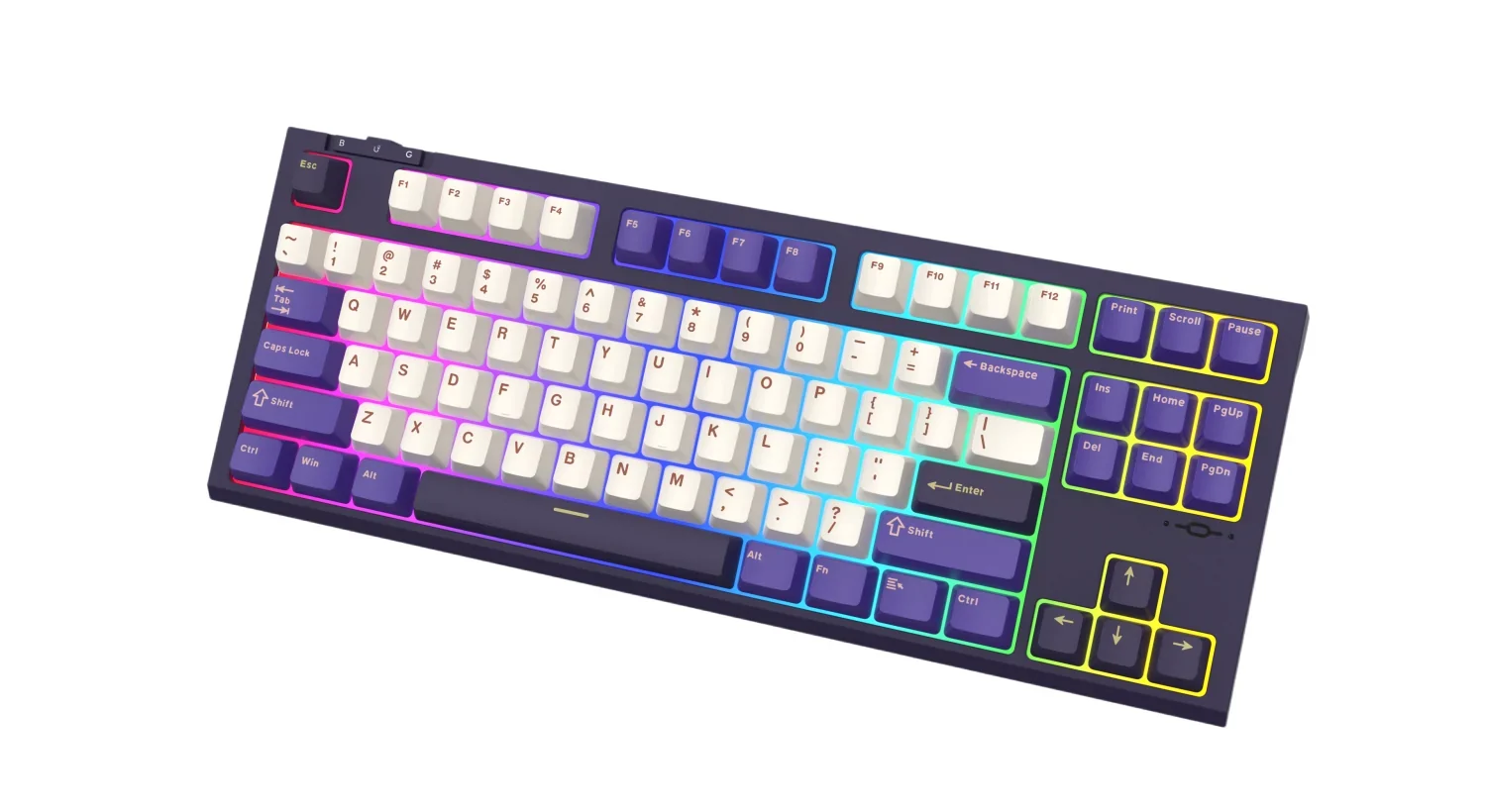 Sades Bate Wolf MK87 87 Key TKL (Tenkeyless) Tri Mode Mechanical Hot Swappable Keyboard With Immersive RGB Lighting - Blackberry Mousse (Purple)