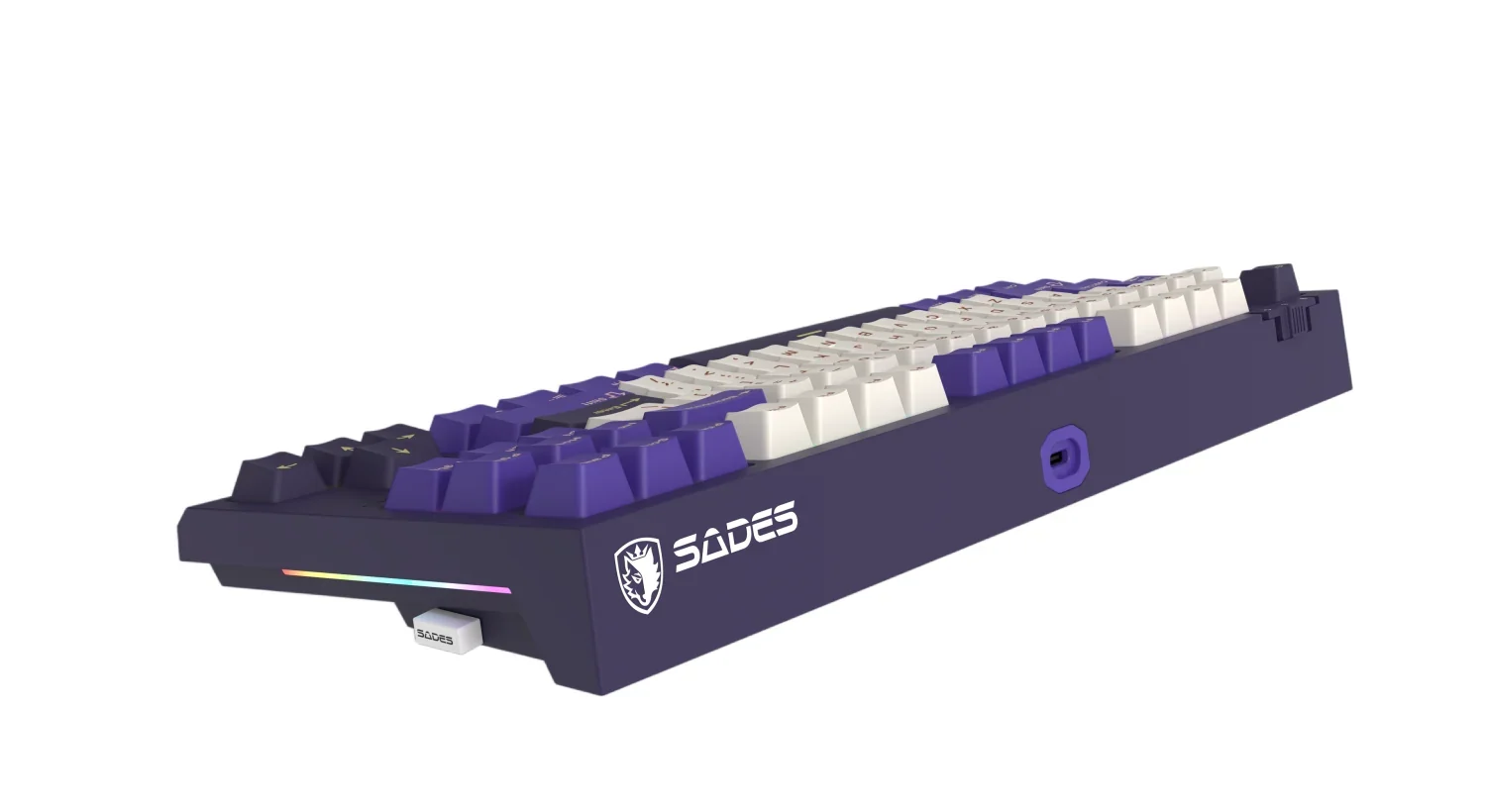 Sades Bate Wolf MK87 87 Key TKL (Tenkeyless) Tri Mode Mechanical Hot Swappable Keyboard With Immersive RGB Lighting - Blackberry Mousse (Purple)