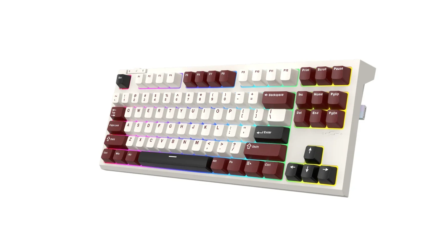 Sades Bate Wolf MK87 87 Key TKL (Tenkeyless) Tri Mode Mechanical Hot Swappable Keyboard With Immersive RGB Lighting - Bordeaux Red