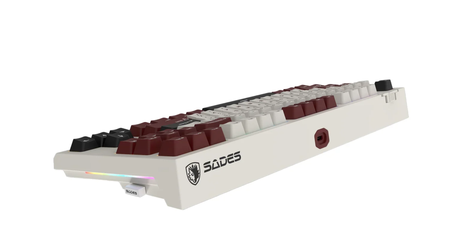 Sades Bate Wolf MK87 87 Key TKL (Tenkeyless) Tri Mode Mechanical Hot Swappable Keyboard With Immersive RGB Lighting - Bordeaux Red