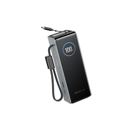 EcoFlow RAPID Power Bank (25,000mAh, 170W, 100W Built-In and Retractable Cables) - Silver