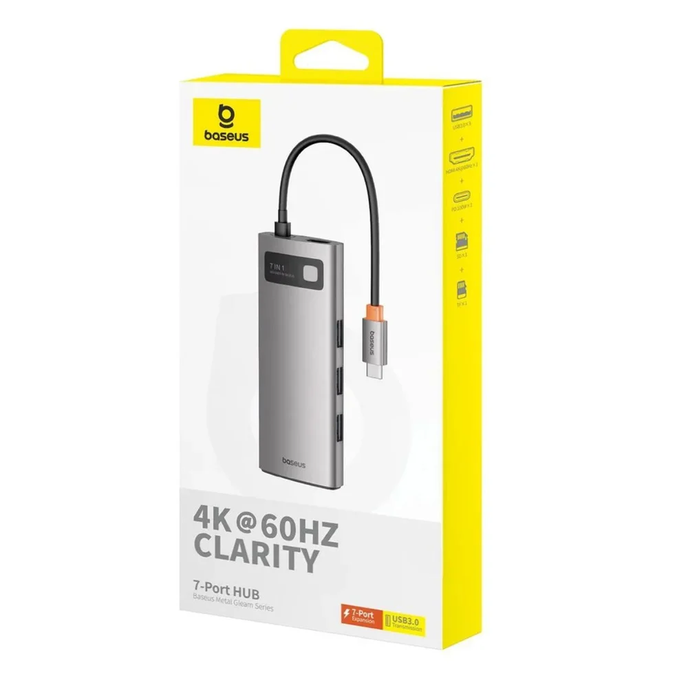 Baseus Metal Gleam 7-Port HUB - Grey