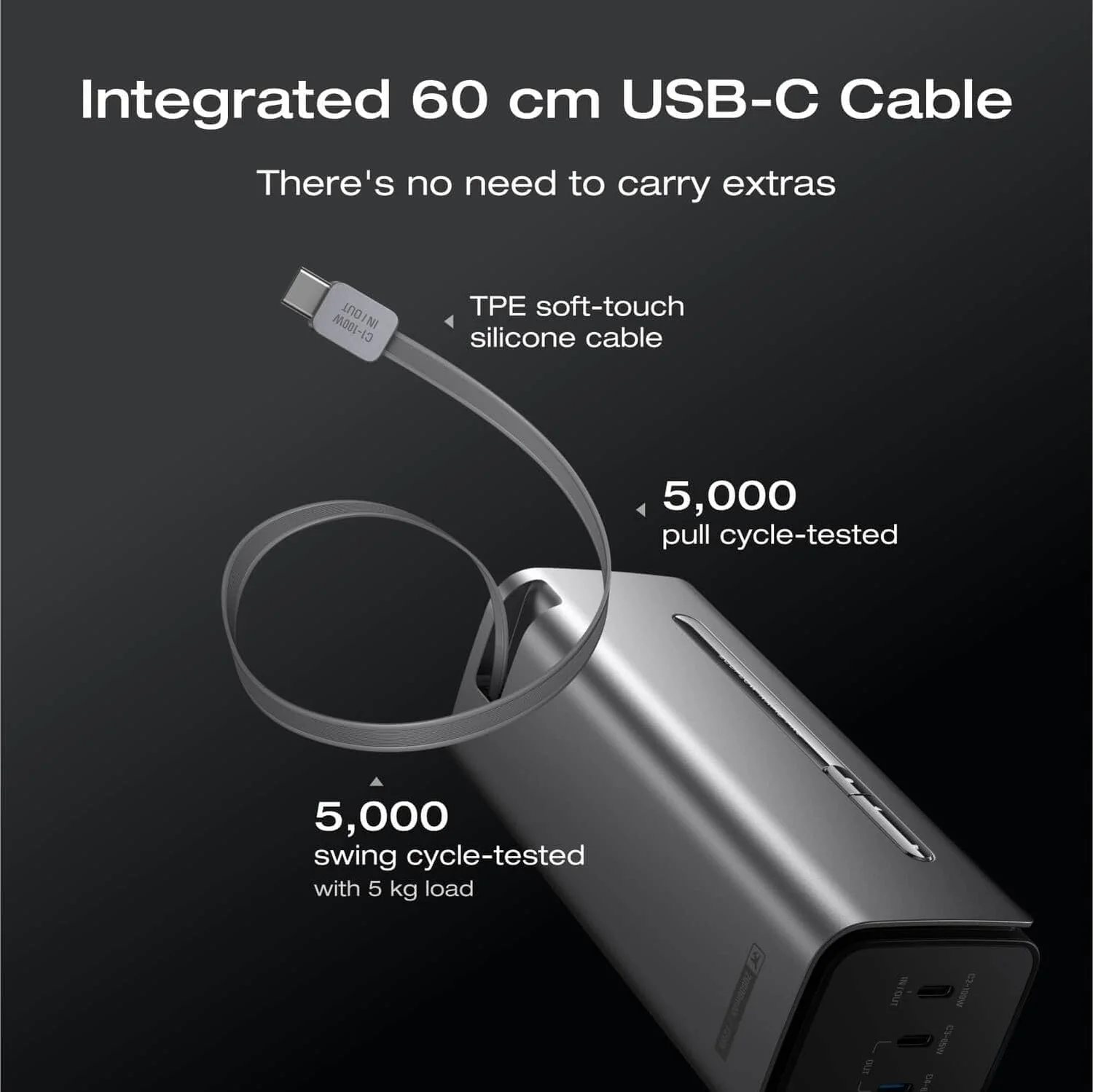 EcoFlow RAPID Pro Power Bank (20,000mAh, 230W, 100W Built-in Cable) - Silver