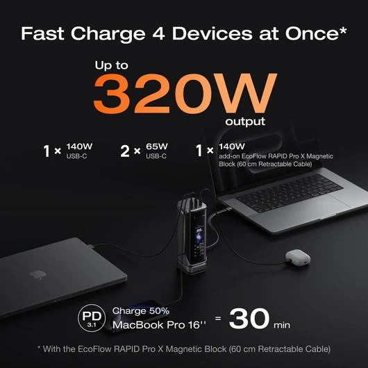 EcoFlow RAPID Pro X Power Bank (27,650mAh, 300W) - Silver