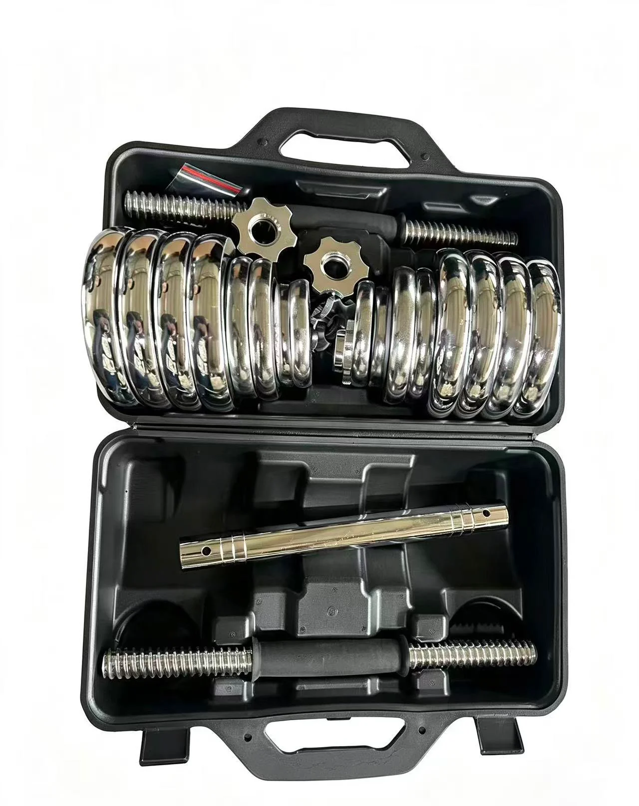 30KG Adjustable Chrome Dumbbell Set with Barbell Connector