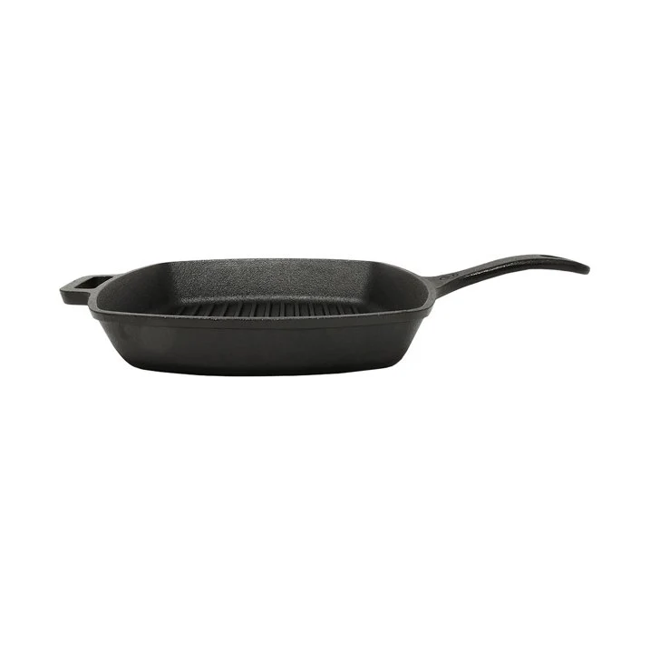 Westinghouse 10.5-Inch Pre-Seasoned Cast Iron Square Grill Pan – Black