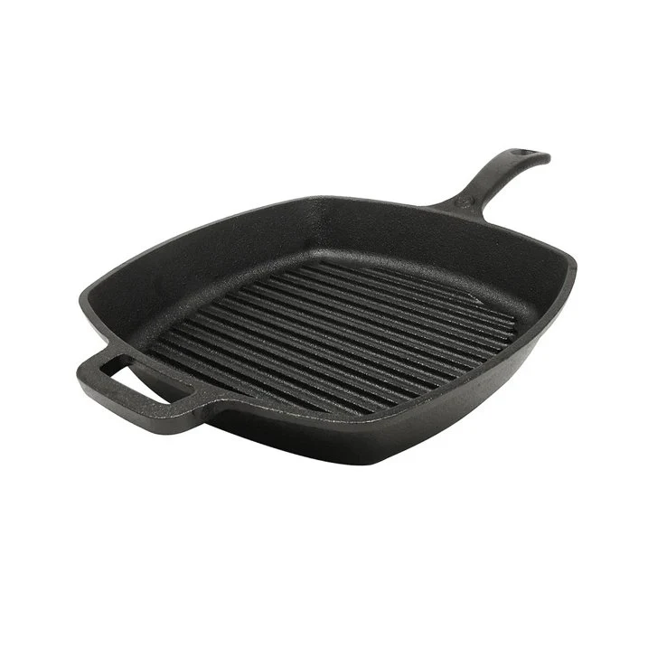 Westinghouse 10.5-Inch Pre-Seasoned Cast Iron Square Grill Pan – Black