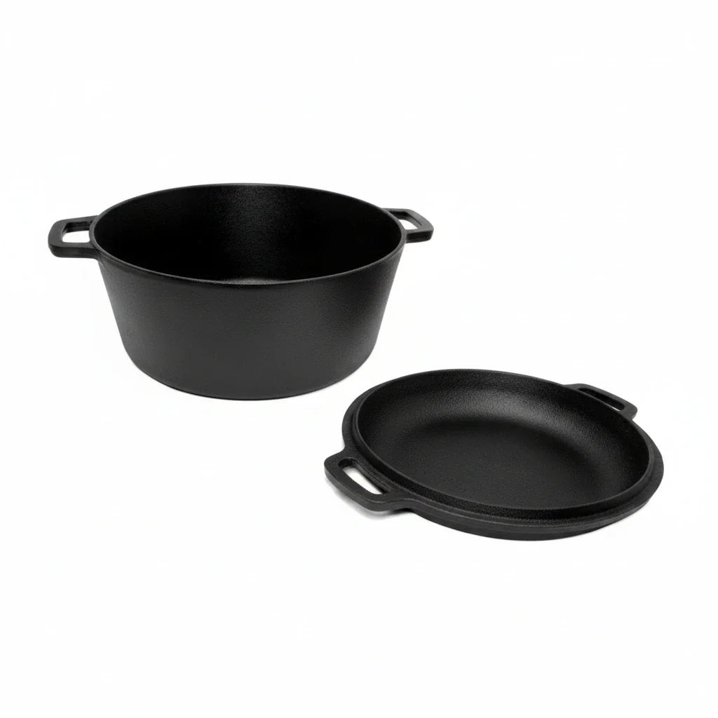 Westinghouse 5-Quart Pre-Seasoned Cast Iron Dutch Oven with 10.25-Inch Skillet Lid – Black