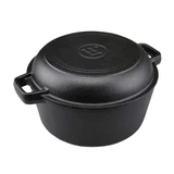 Westinghouse 5-Quart Pre-Seasoned Cast Iron Dutch Oven with 10.25-Inch Skillet Lid – Black