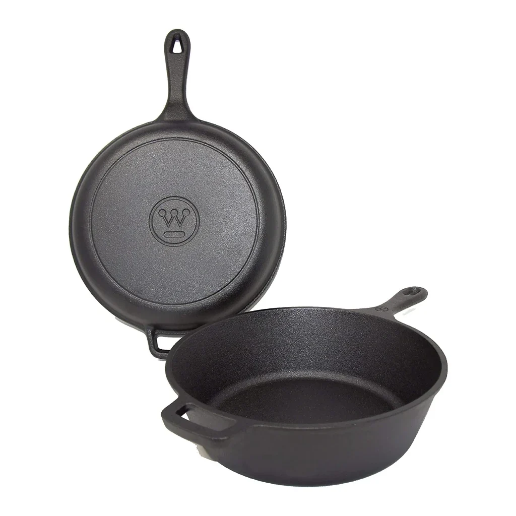 Westinghouse 3-Quart Pre-Seasoned Cast Iron Dutch Oven with 10.25-Inch Skillet Lid – Black