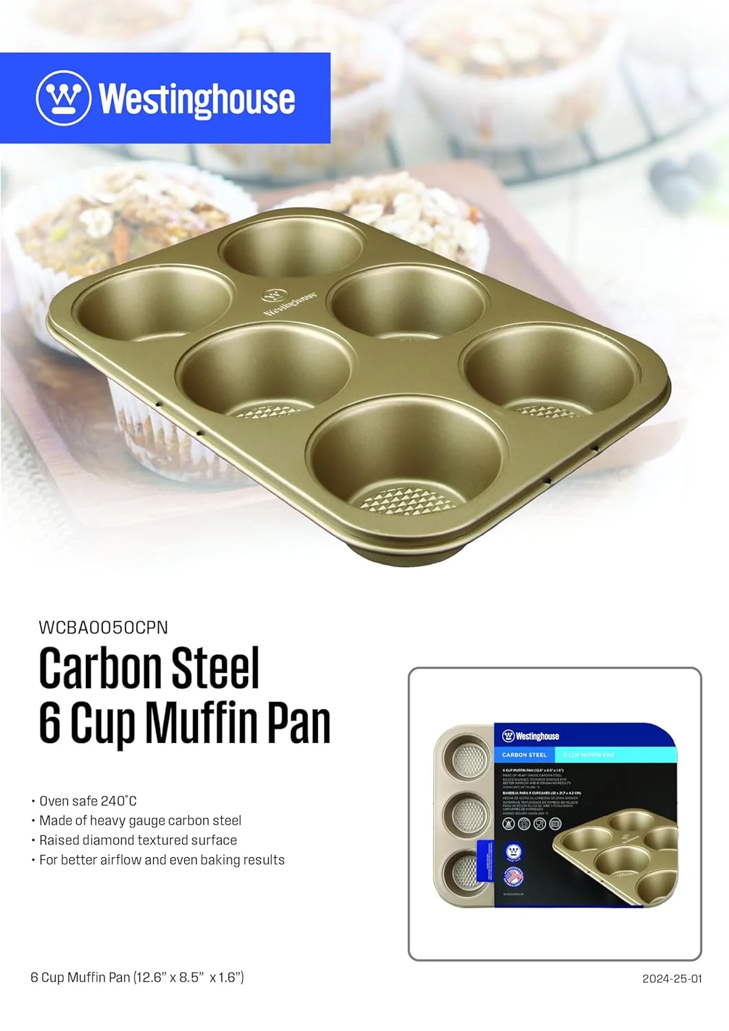 Westinghouse, Carbon Steel 6-Cup Muffin Pan