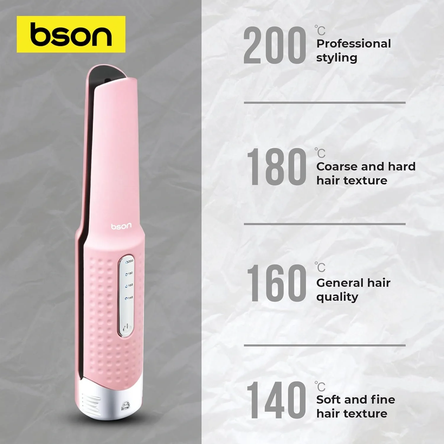 BSON Lock Hair Styler - Wireless Straightener & Curler with Heat Adjustment