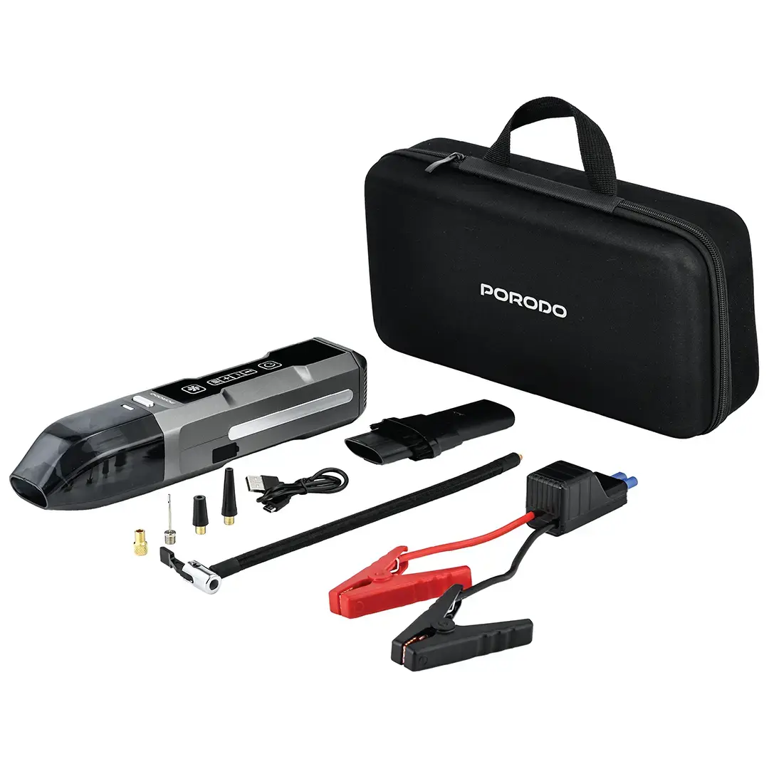 Porodo Ignatov Jump Starter & Air Pump with Handheld Vacuum & USB-C Recharge - Black