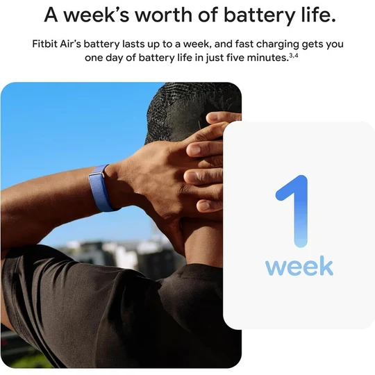 Google Fitbit Air - Screenless Activity Tracker with Fitness, Heart Rate, and Sleep Tracking - Personalized AI-Powered Coaching - Up to 7 Days’ Battery Life - Works with iOS and Android