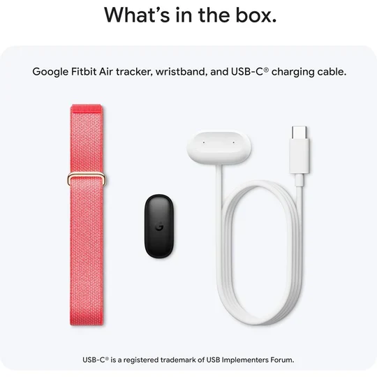 Google Fitbit Air - Screenless Activity Tracker with Fitness, Heart Rate, and Sleep Tracking - Personalized AI-Powered Coaching - Up to 7 Days’ Battery Life - Works with iOS and Android