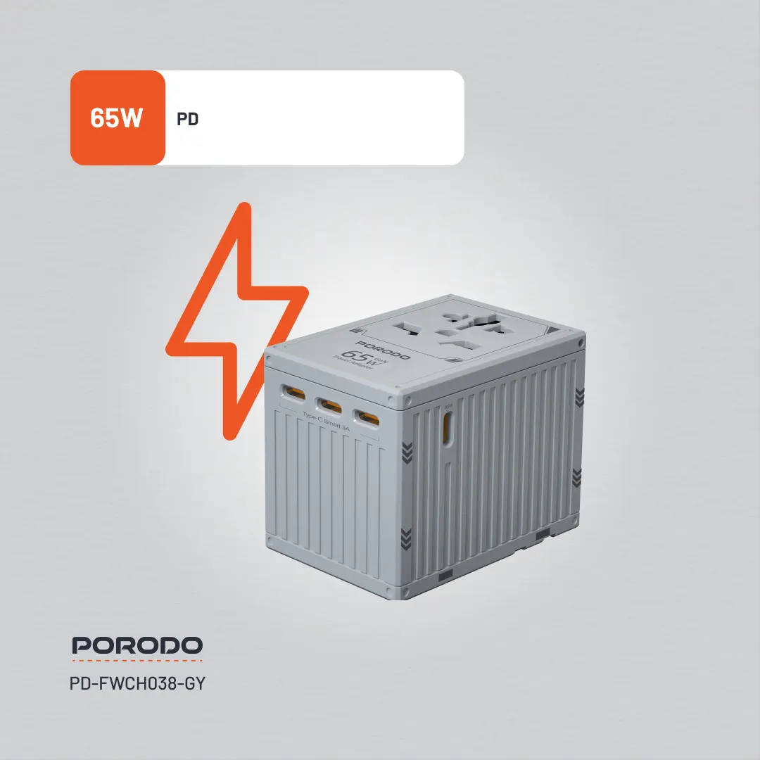 Porodo FWC038 Gan 5-Port Travel Block Universal Charger