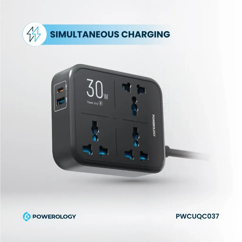 Powerology Power Strip 3250W 3AC Pwc037 - Black
