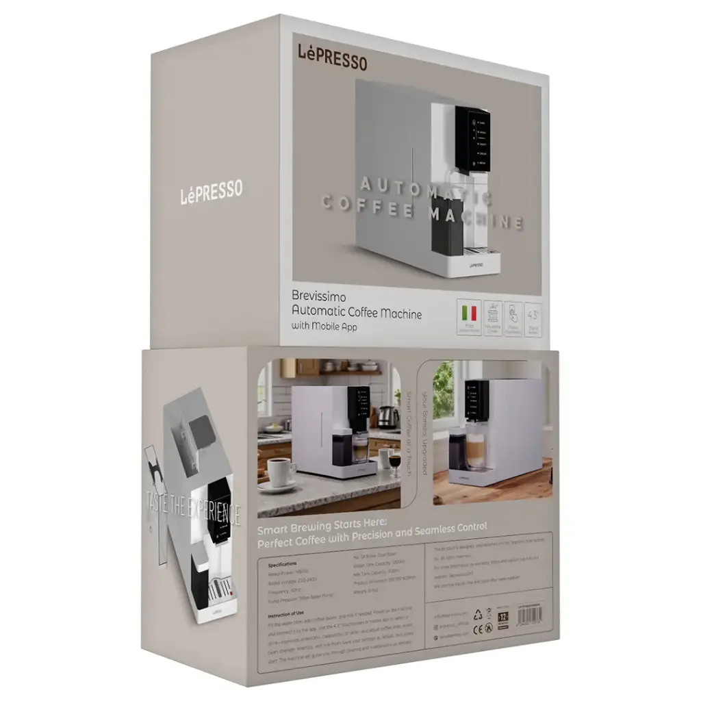 Lepresso Brevissimo Automatic Coffee Machine with Mobile App - White