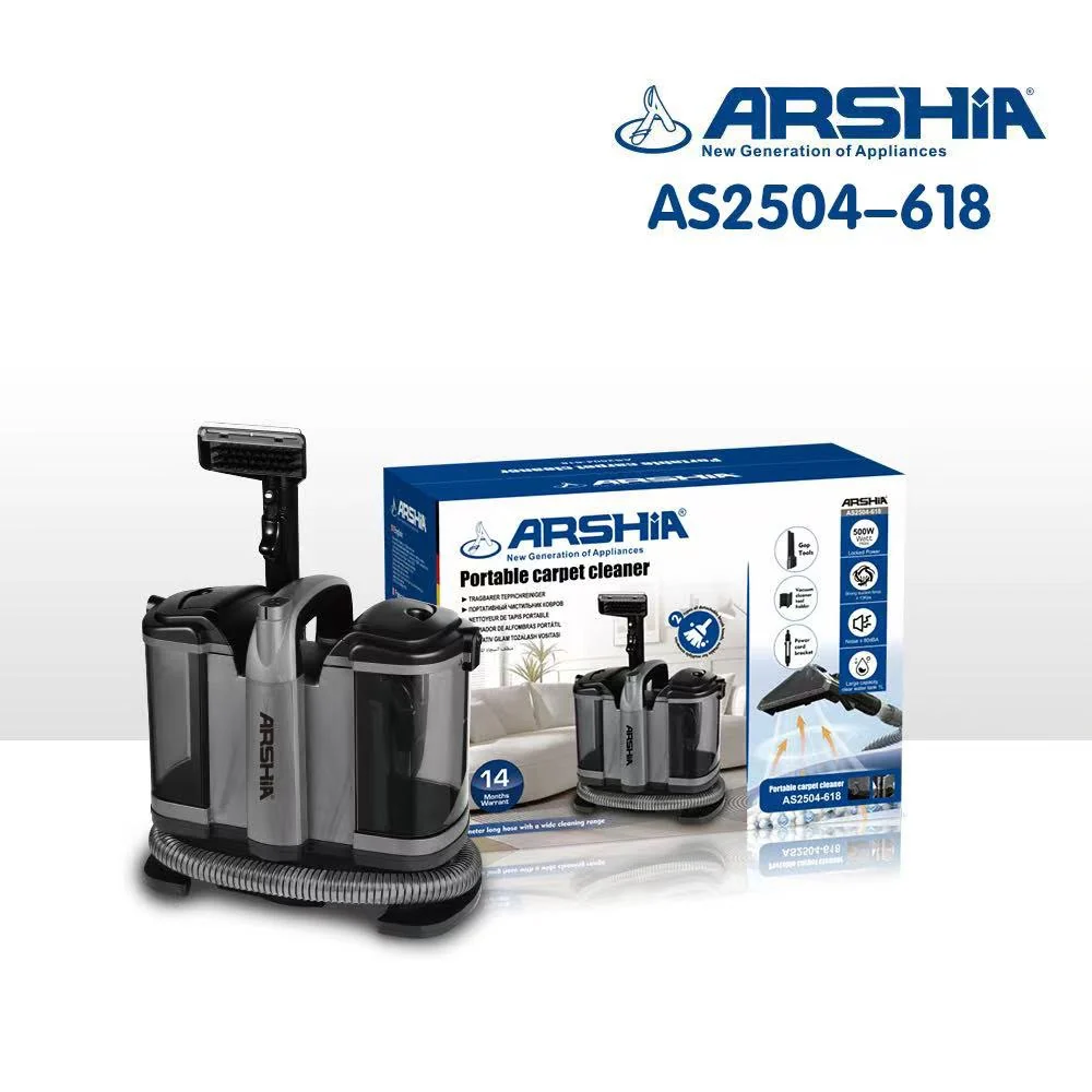 Arshia Portable Carpet Cleaner, 500 Watts, Large Capacity Water Tank 1 L, AS2504-618