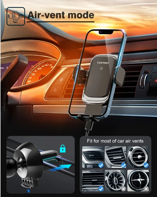 TOPGO Car Charger Wireless Charger - Black