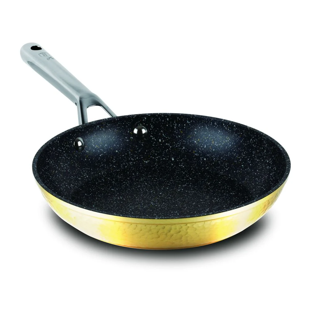 Berlinger Haus Hammered Cooking Set 9 Pcs Set Casseroles (30+26+22 cm) + Fry Pan (30+26+22 cm) - Gold