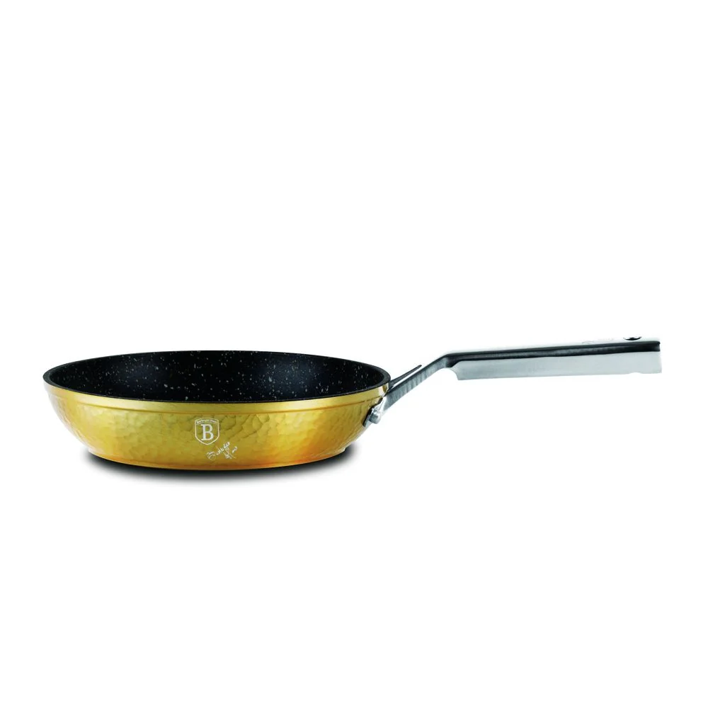 Berlinger Haus Hammered Cooking Set 9 Pcs Set Casseroles (30+26+22 cm) + Fry Pan (30+26+22 cm) - Gold