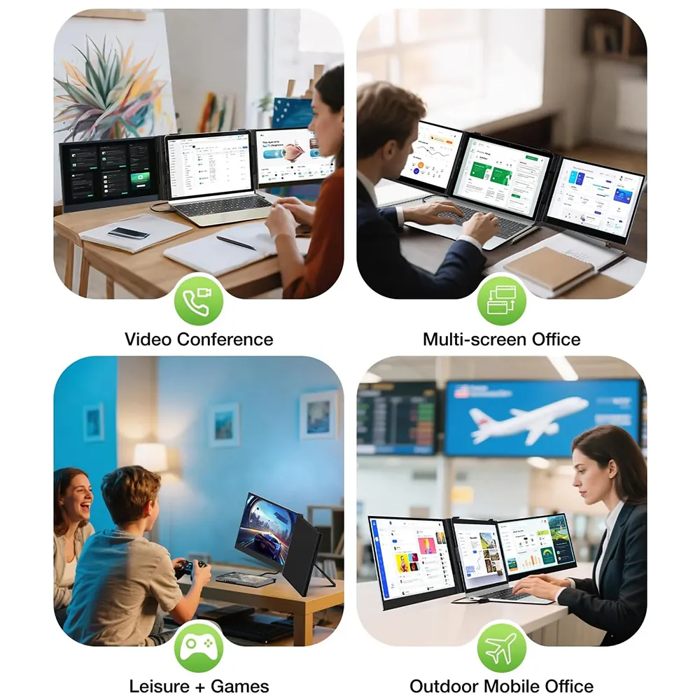 Gamvity 14-inch Triple Screen Portable Monitor With One-cable Connection