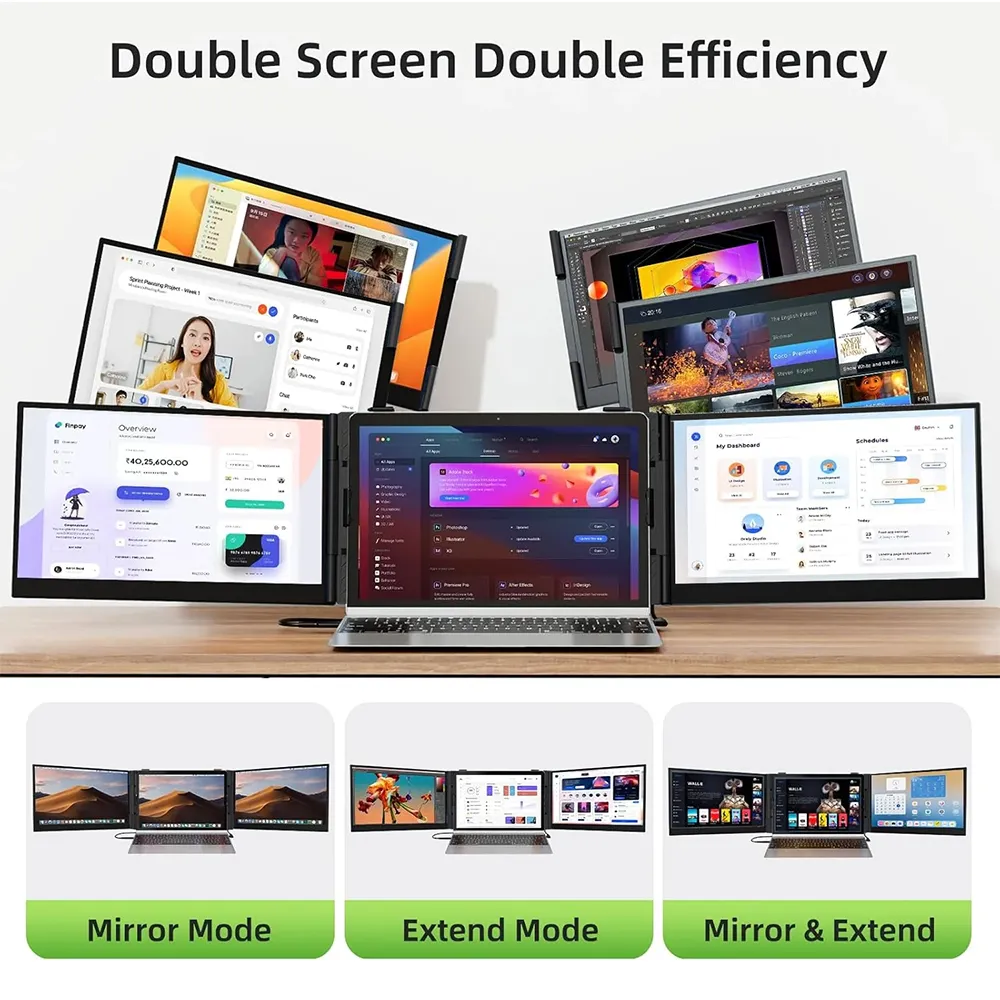Gamvity 14-inch Triple Screen Portable Monitor With One-cable Connection