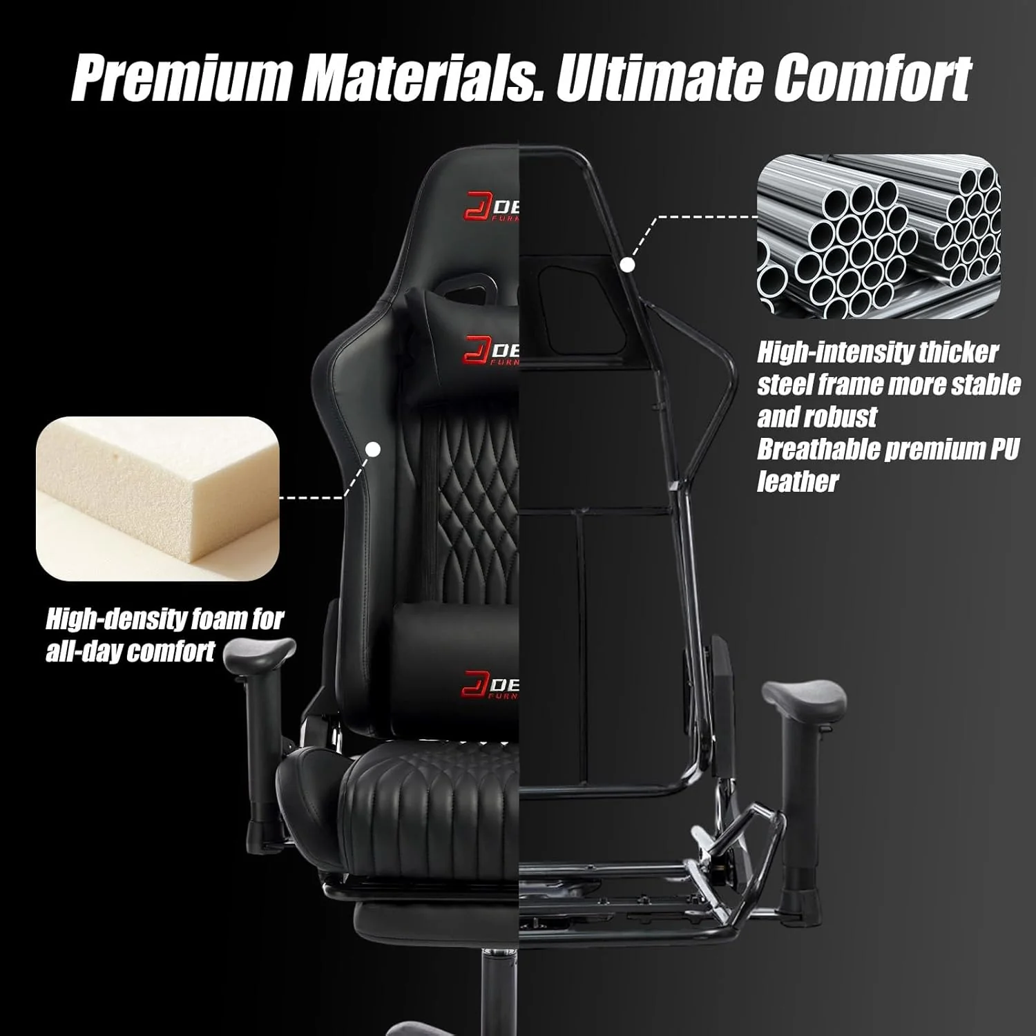J Deep Gaming Chair with Footrest
