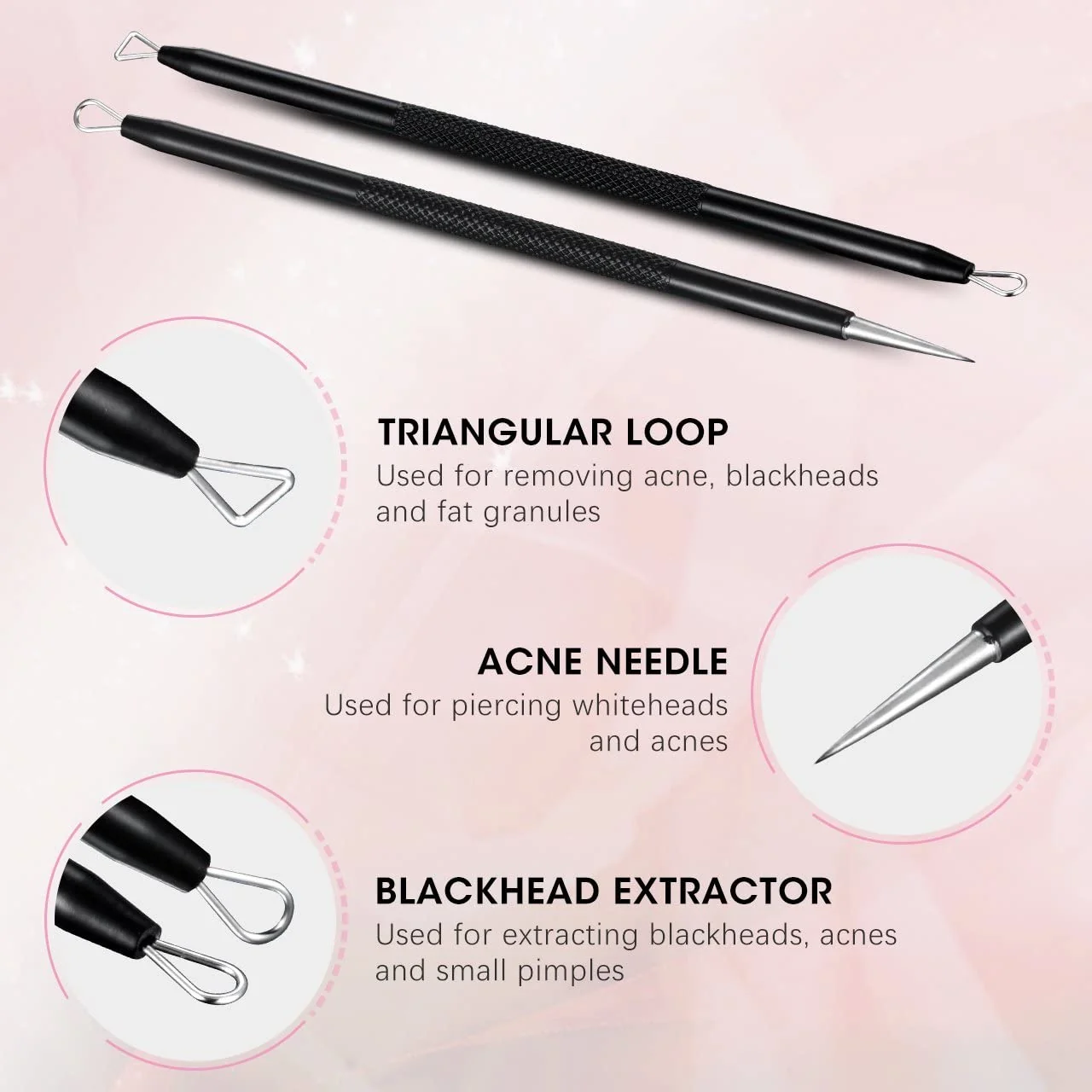 ATMOKO ELLESYE 6-Piece Blackhead Remover Tool Kit – Stainless Steel Pimple Popper Set