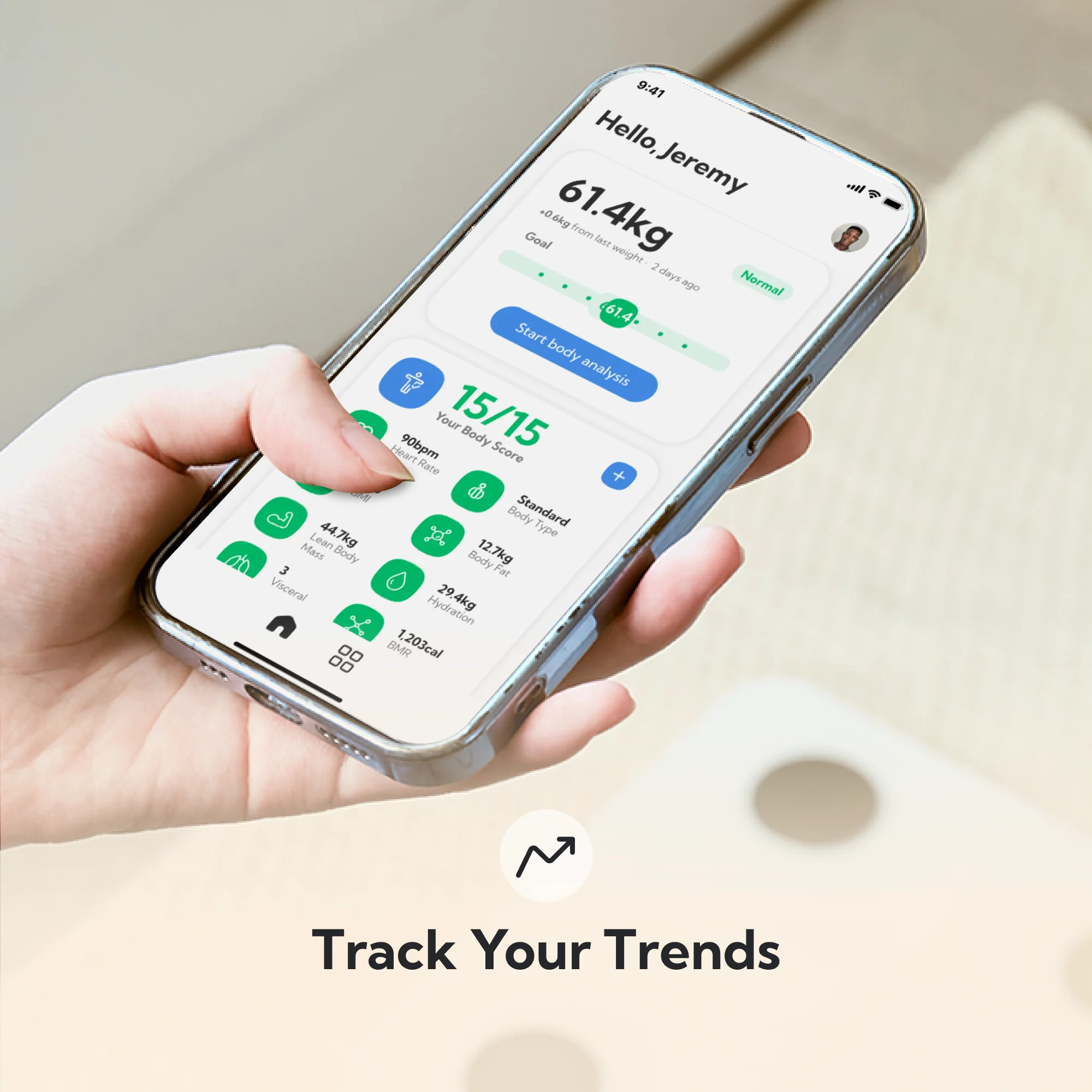 Noerden MINIMI+ Smart Body Scale – 16 Metrics, Heart Rate & Bluetooth Sync