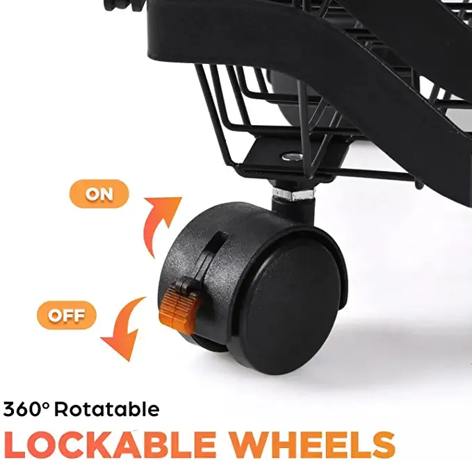 4 Layer Adjustable Foldable Movable Storage Rack with 360° Rolling Wheels & Mesh Baskets for Kitchen Organization