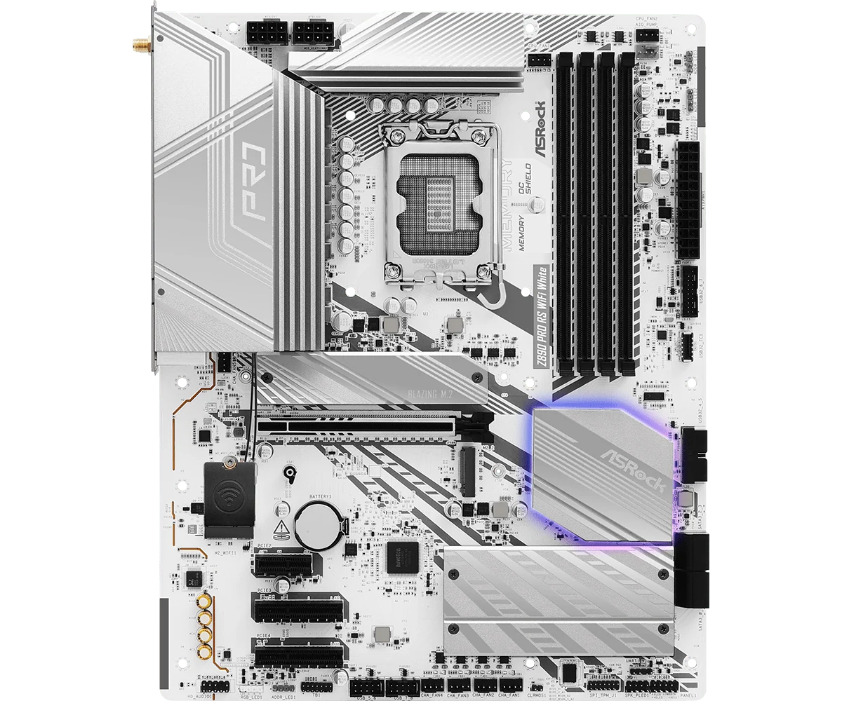 ASRock Z890 Pro RS WiFi White - Intel LGA1851 ATX Motherboard, DDR5, WiFi 6E, Thunderbolt 4