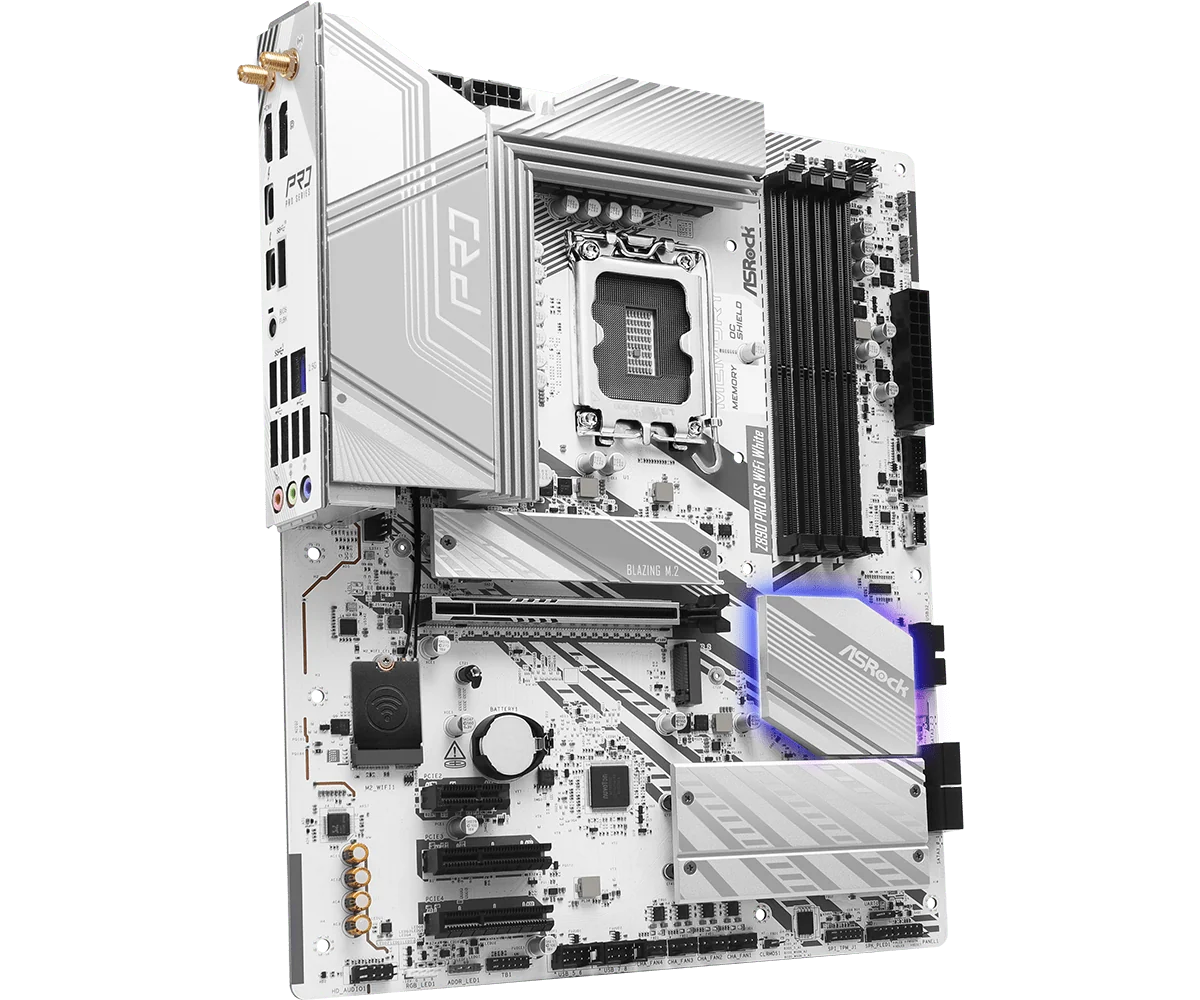 ASRock Z890 Pro RS WiFi White - Intel LGA1851 ATX Motherboard, DDR5, WiFi 6E, Thunderbolt 4