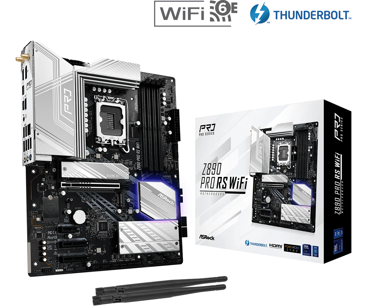 ASRock Z890 Pro RS WiFi - Intel LGA1851 ATX Motherboard, DDR5, WiFi 6E, PCIe 5.0